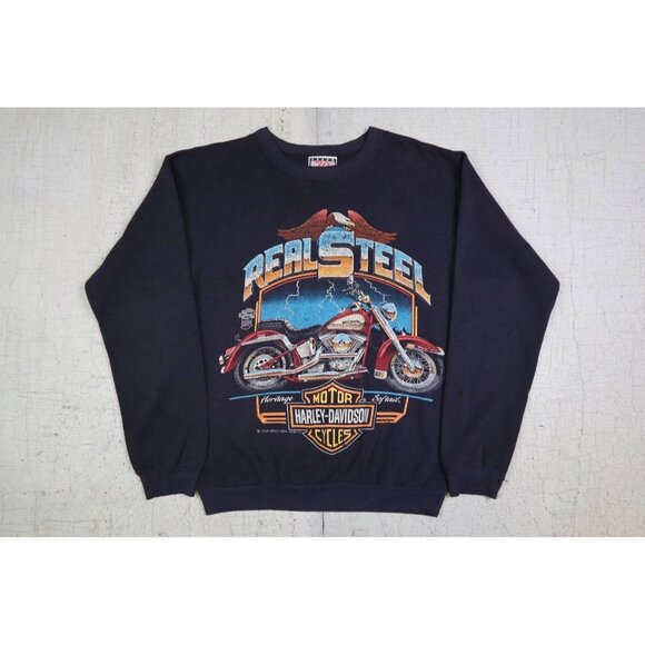 Vintage 1988 Harley Davidson Real Steel 80s Motorcycle Sweatshirt Speed Limit M - Picture 1 of 11